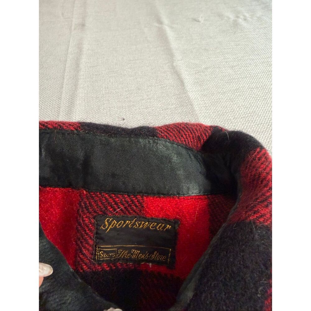 Sears Men’s Vintage Red Black Lumberjack Flannel Shirt Size XL See Measurements - Picture 4 of 10